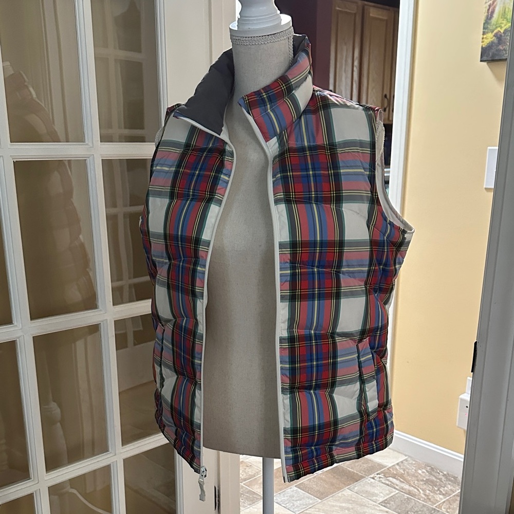 Lands' End Multicolor Plaid Quilted Vest